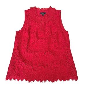 Romantic & Feminine Lace J.Crew Sleeveless Red Blouse Size Small